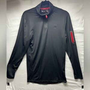 SPYDER Power Web Active Shirt Mens M Black Logo 1/4 Zip Long Sleeve Pullover Str